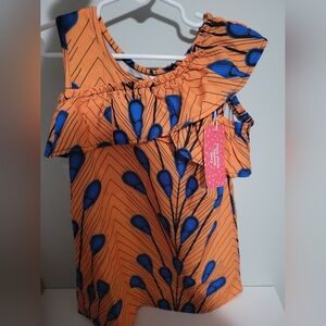 NWT Orange and blue girls size 3-4 dress